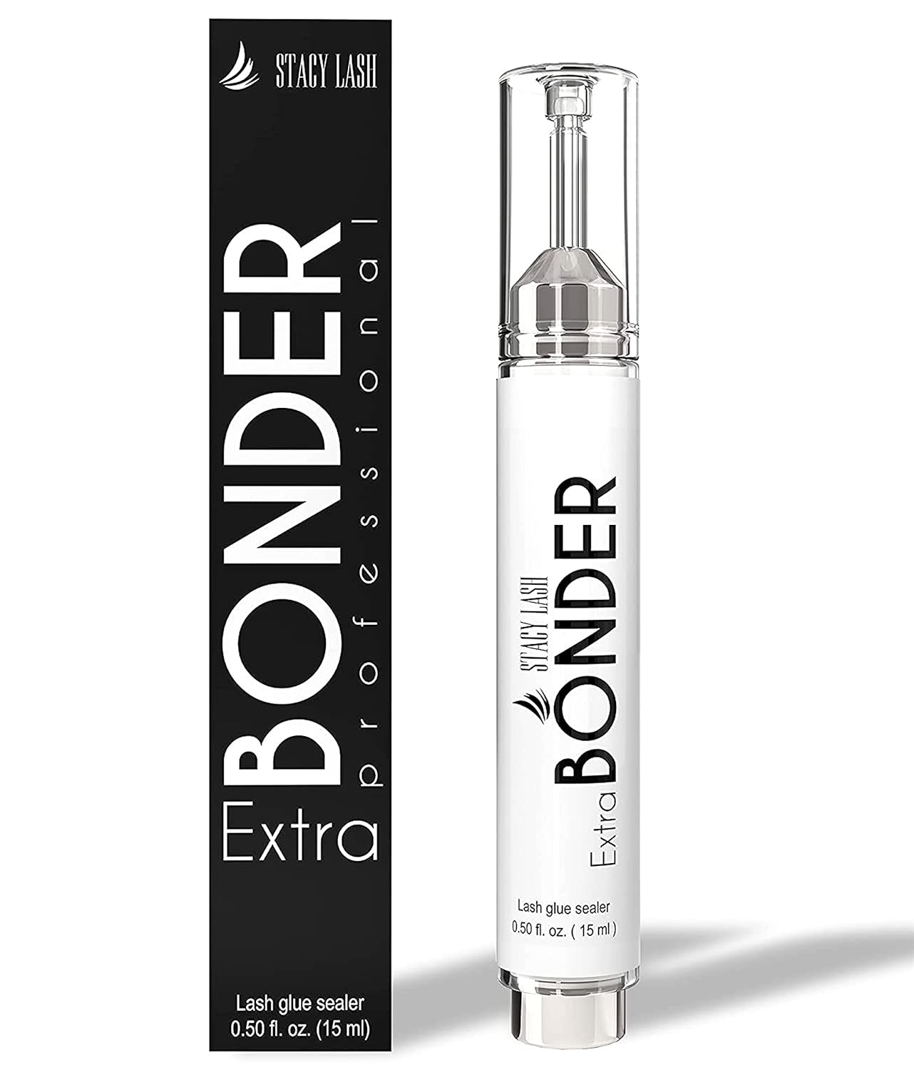 Extra Bonder for Lash Extensions 15ml + Sensitive Eyelash Extension Glue 5ml - Stacy Lash/Eyelash Extension Sealer/Reduces Lash Extension Glue Fumes / 1-2 Sec Drying time/Retention – 8 Weeks