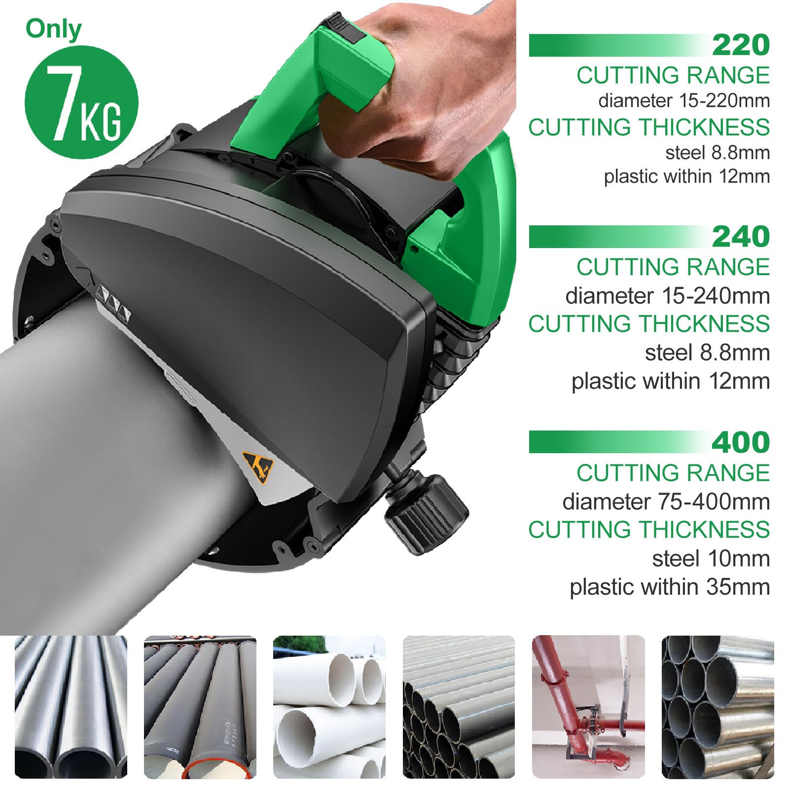 Coupe-tube électrique automatique avec lames inoxydables, contrôle à 5 vitesses pour une coupe précise sur les tuyaux en acier, cuivre, PVC