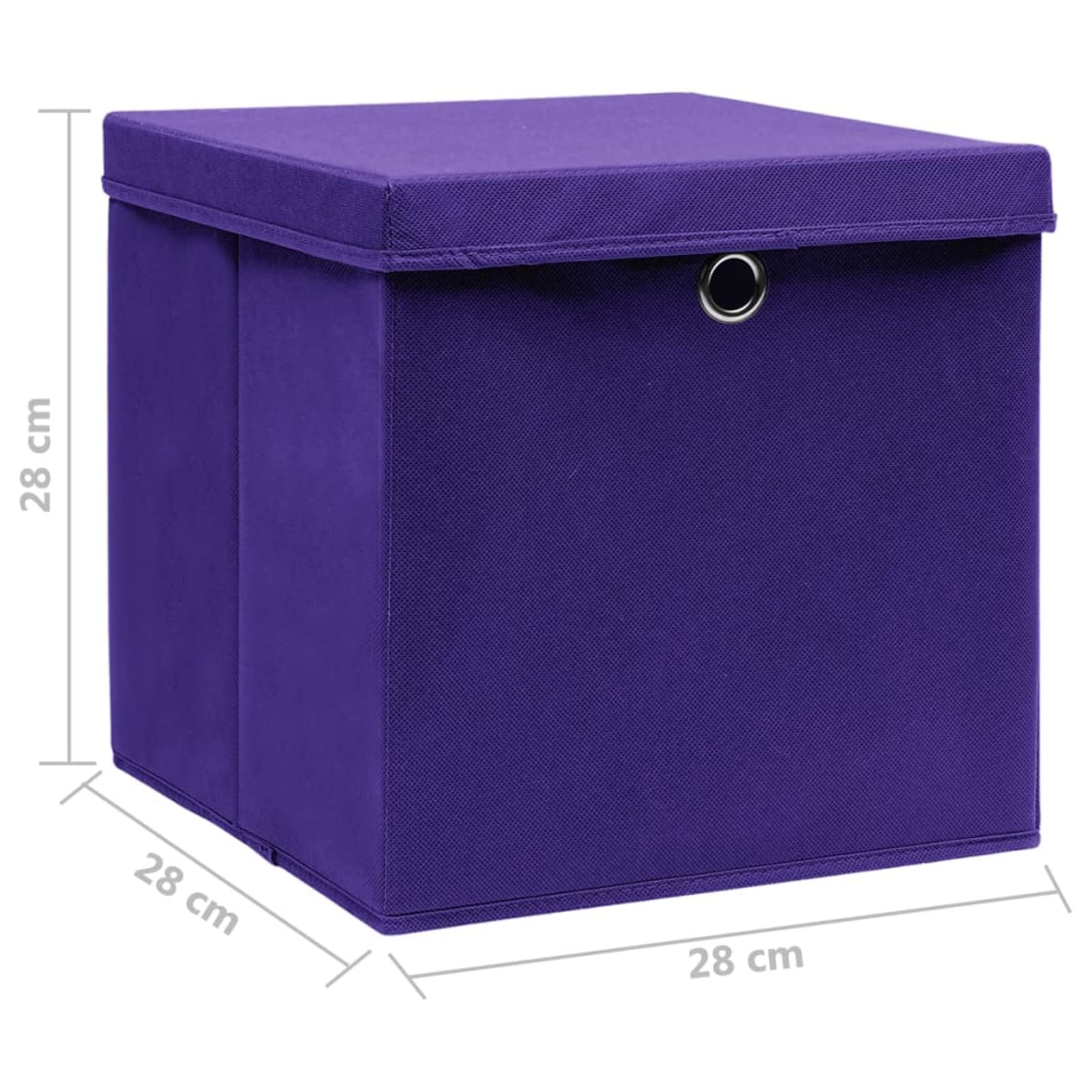 Tidyard 10 STK. Aufbewahrungsbox mit Deckeln Zusammenklappbar Spielkiste Regalkorb Faltkiste Korb Kinderbox Faltbox Box Kiste Vliesstoff 28x28x28 cm Lila