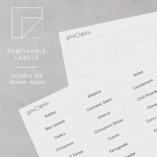 Miniatura 5 de YouCopia SpiceStack - Organizador ajustable para especias, 18 botellas de condimentos y especias para armario de cocina y organización de despensa