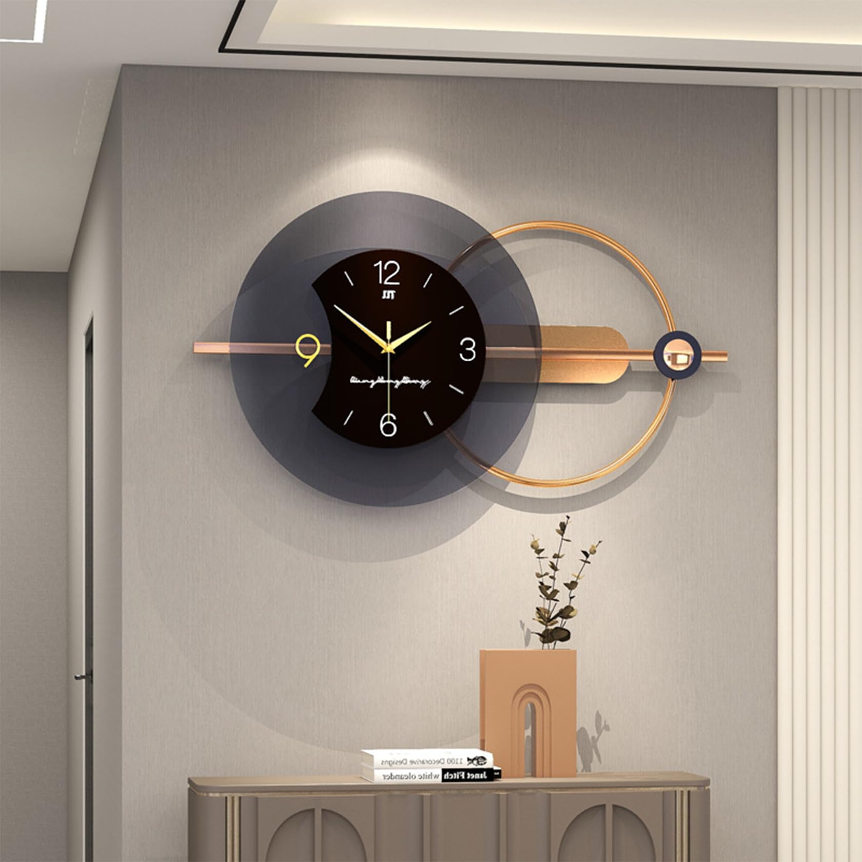 Moderne XXL Wanduhr 80x38 cm - Leise Wanduhr ohne Tickgeräusche für Wohnzimmer und Bür -Großes Wanddesign, Batteriebetrieb, Metall+Acryl