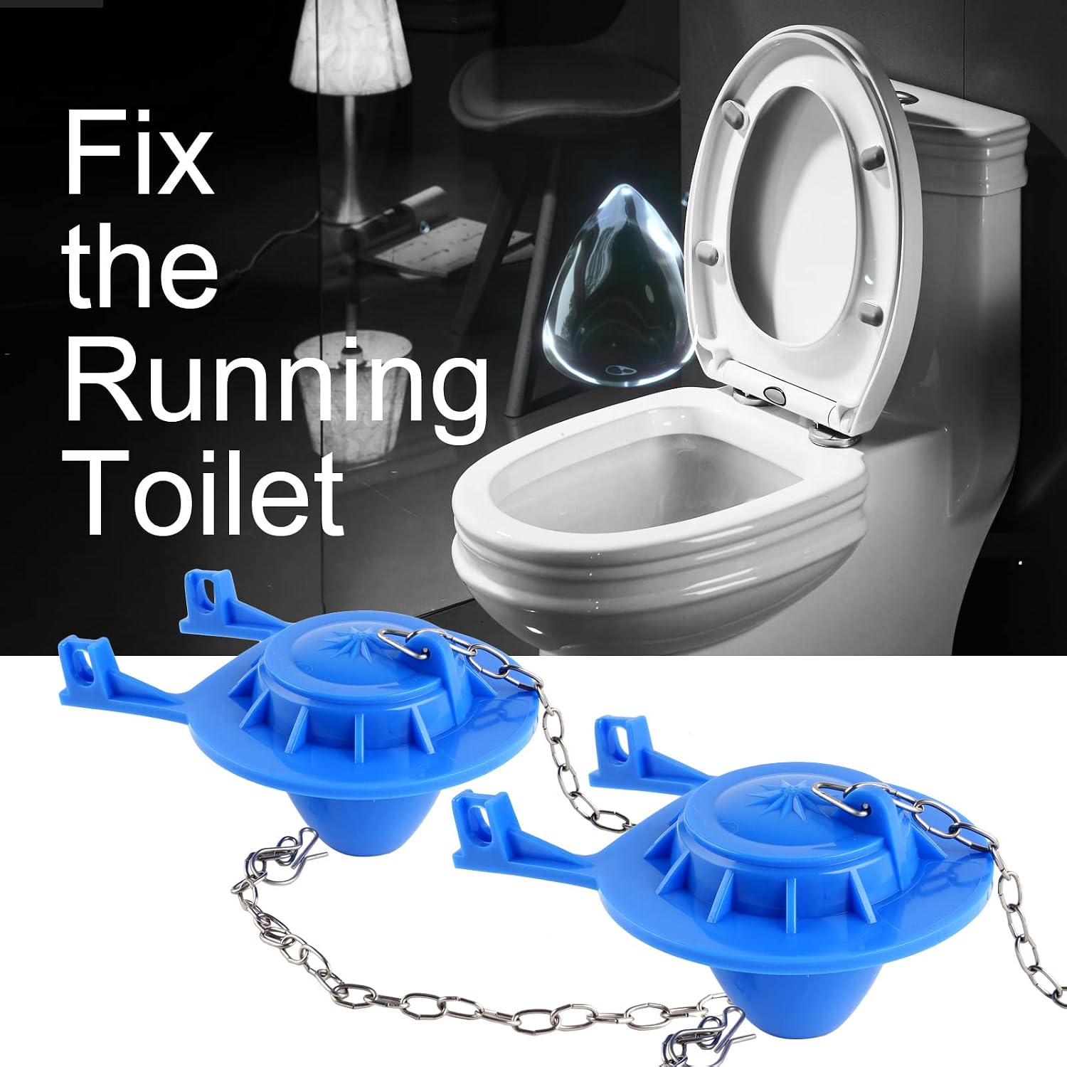 2 Pack Toilet Flappers, Universal 2 Inch Toilet Flapper Stopper Replacement Kits Compatible with American Standard Toilet, Water-Saving Rubber Flapper for 2-inch Toilet Flush Valve with Chain, Blue