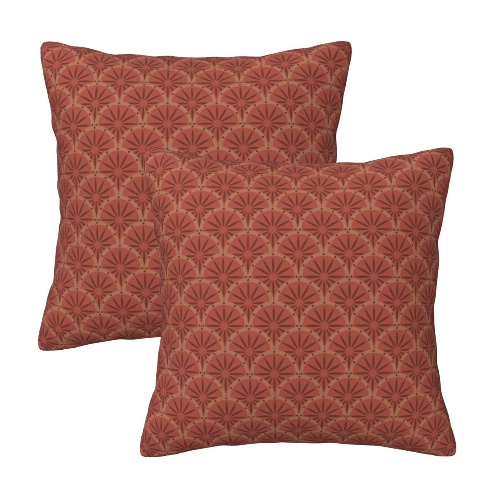 HOSTECCO Fall Floral Cushion Covers 50x50 cm Set of 2 Orange Vintage Flower Cushion Cases Boho Autumn Decorative Pillow Covers for Sofa Couch