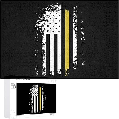 Vintage 911 Despachador de bandera delgada de línea dorada rompecabezas de madera rompecabezas imagen arte de pared fotos para decoración del hogar