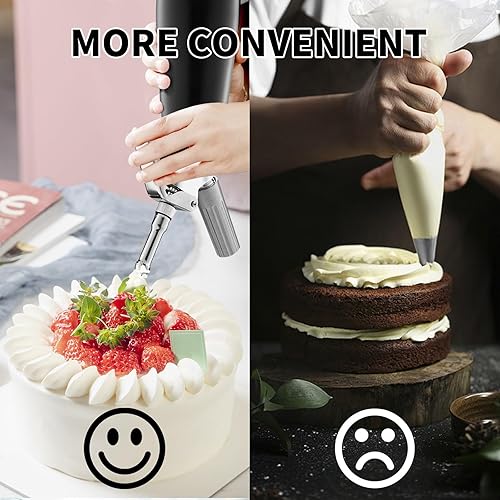 Miniatura 3 de Dispensador profesional de crema batida, dispensador de crema de aluminio duradero con 2 juegos de puntas de acero inoxidable y plástico y cepillo