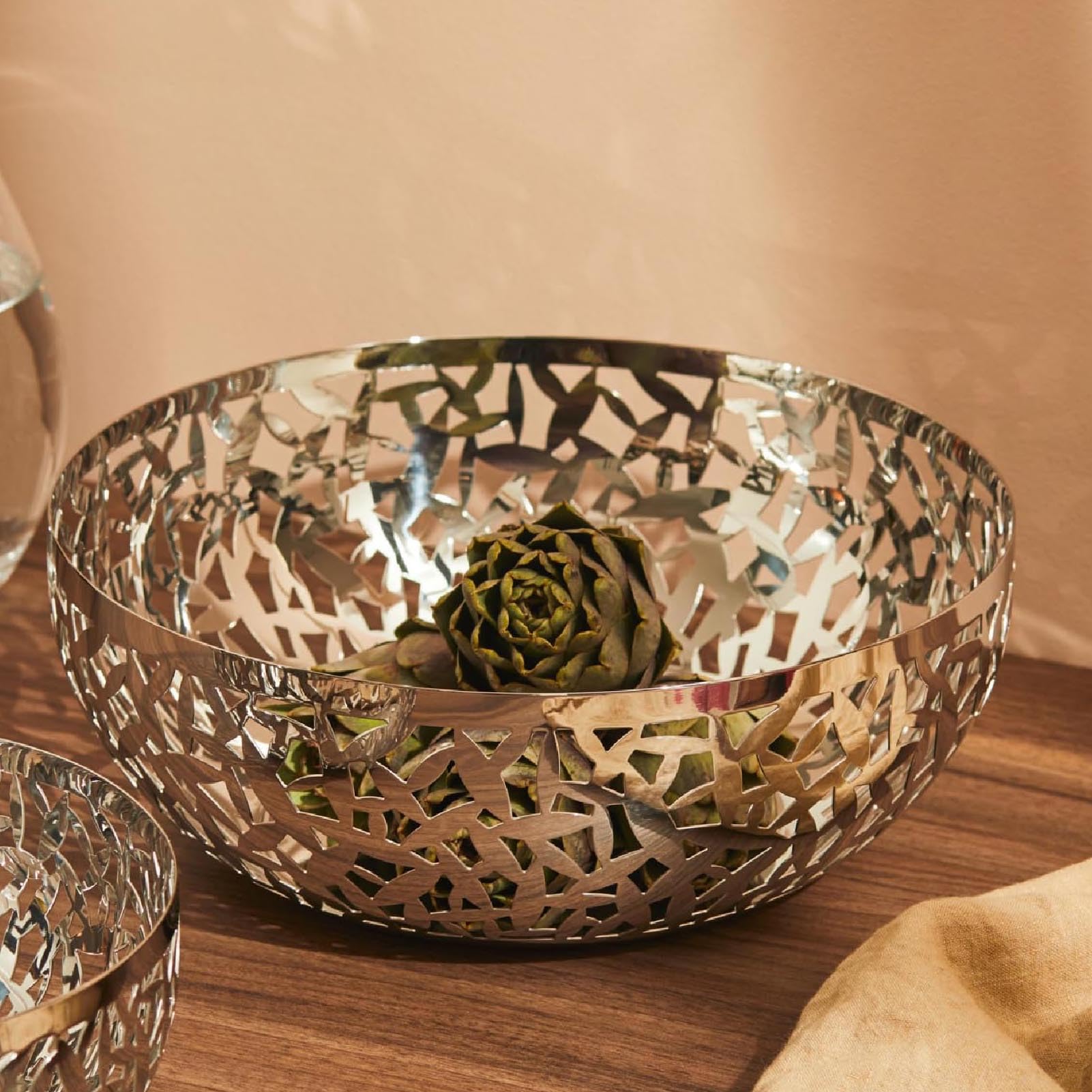 SIXRUN Porta di Ciotola da Frutta in Acciaio Inossidabile Grande Cesto Decorativo Moderno per Controsoffitto da, Organizzatore per Frutta e Verdura con Ampio Design a Livello di (20 cm)