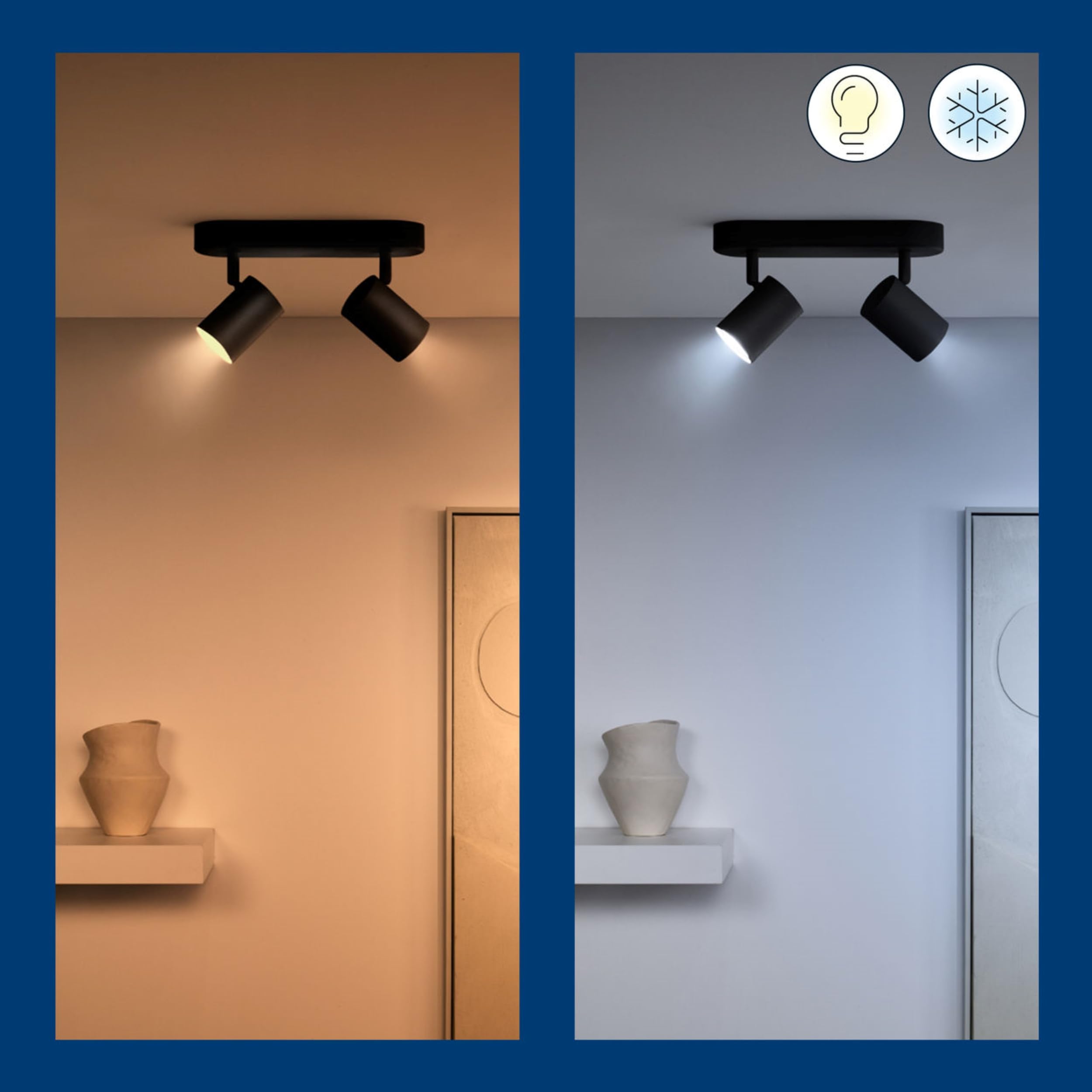 WiZ Spots LED connecté Wi-Fi IMAGEO noir 2x5W, 2700-6500K, Nuances de Blanc, fonctionne avec Alexa, Google Assistant et Apple HomeKit
