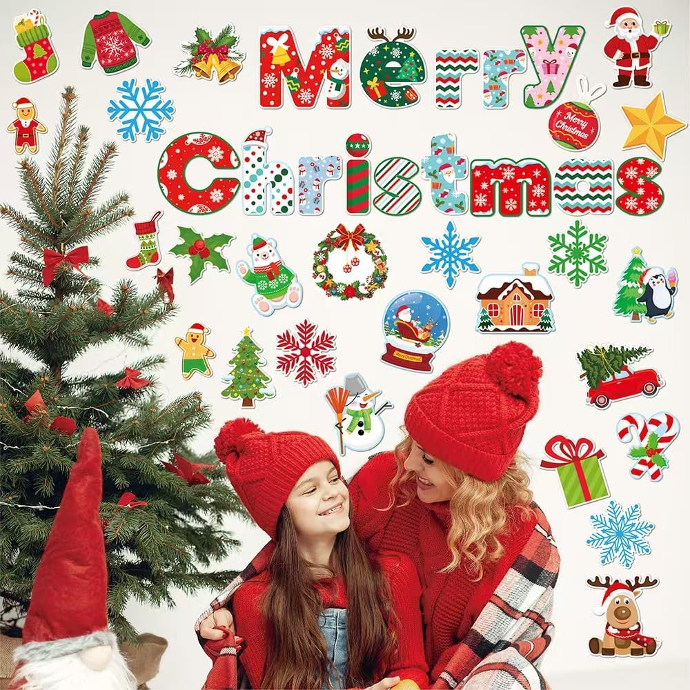 Christmas Wall Stickers Christmas Wall Decals Removable Large Merry