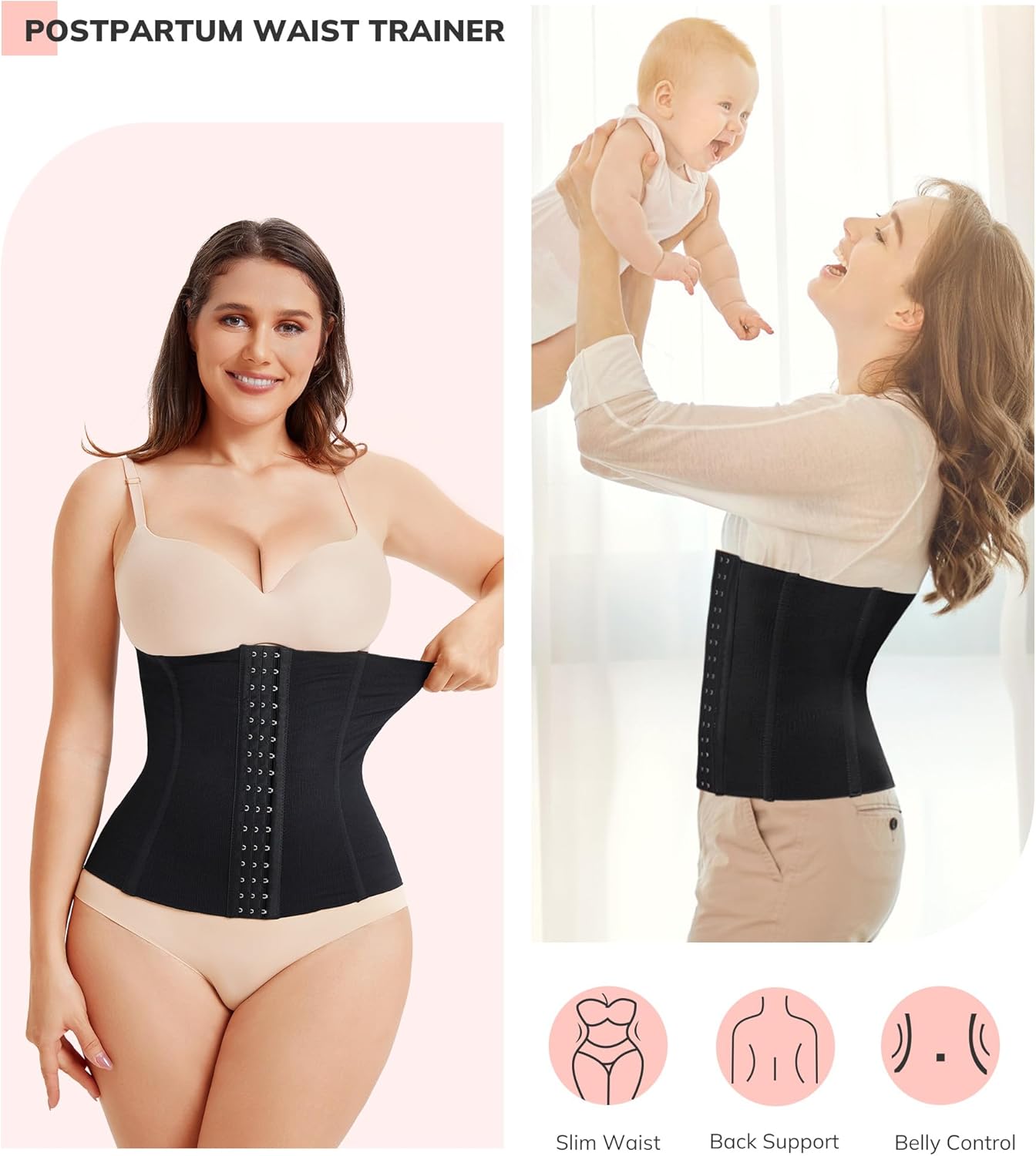 LODAY Waist Trainer Corset Shapewear Tummy Control Body Shaper Waist Cincher for Women Postpartum Belly Band Wrap - Image 2
