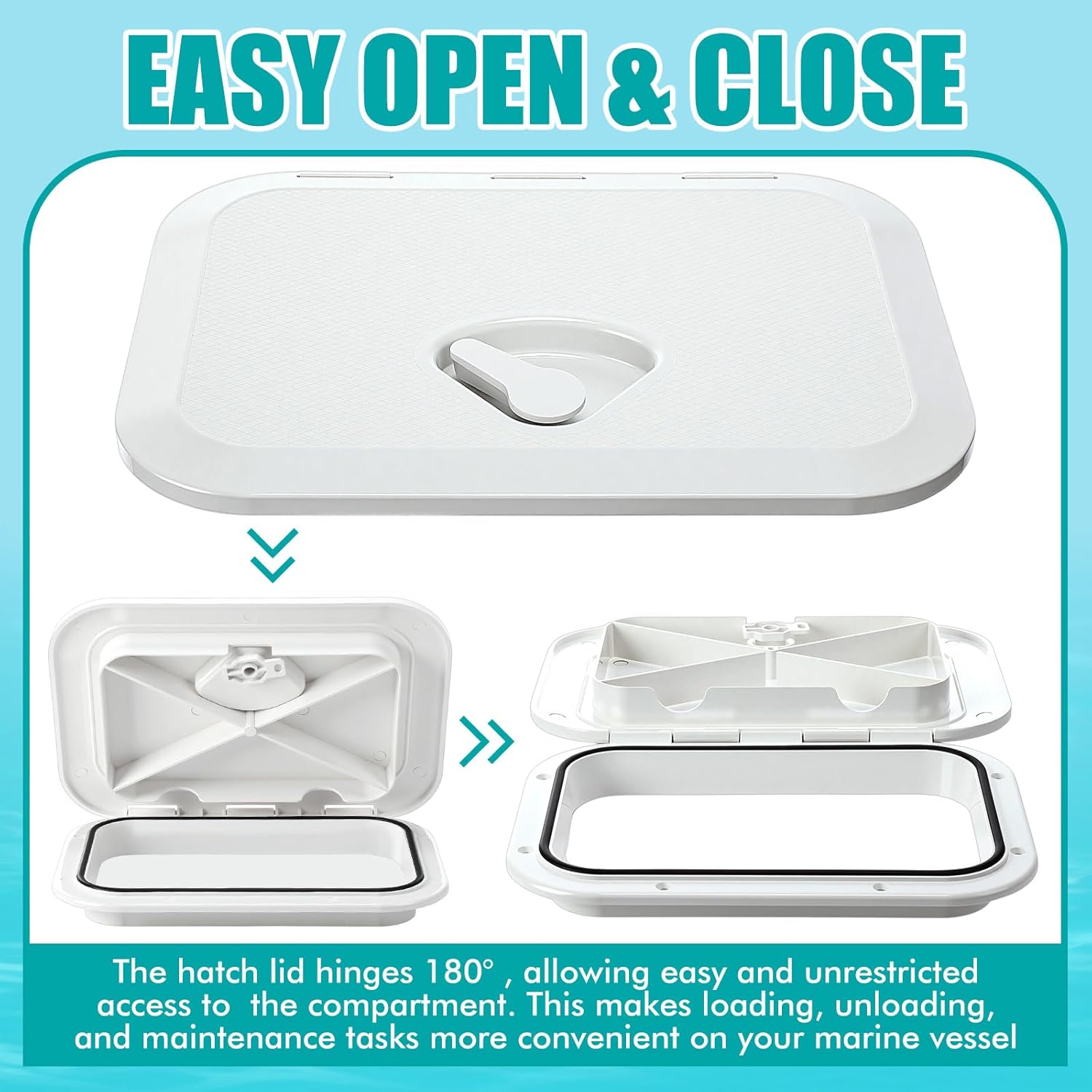 2 Pcs Marine Deck Access Hatch Rectangle Boat Deck Hatch & Lid with 20 Screws Non Slip Surface for Marine Yacht RV Truck Vent Accessories