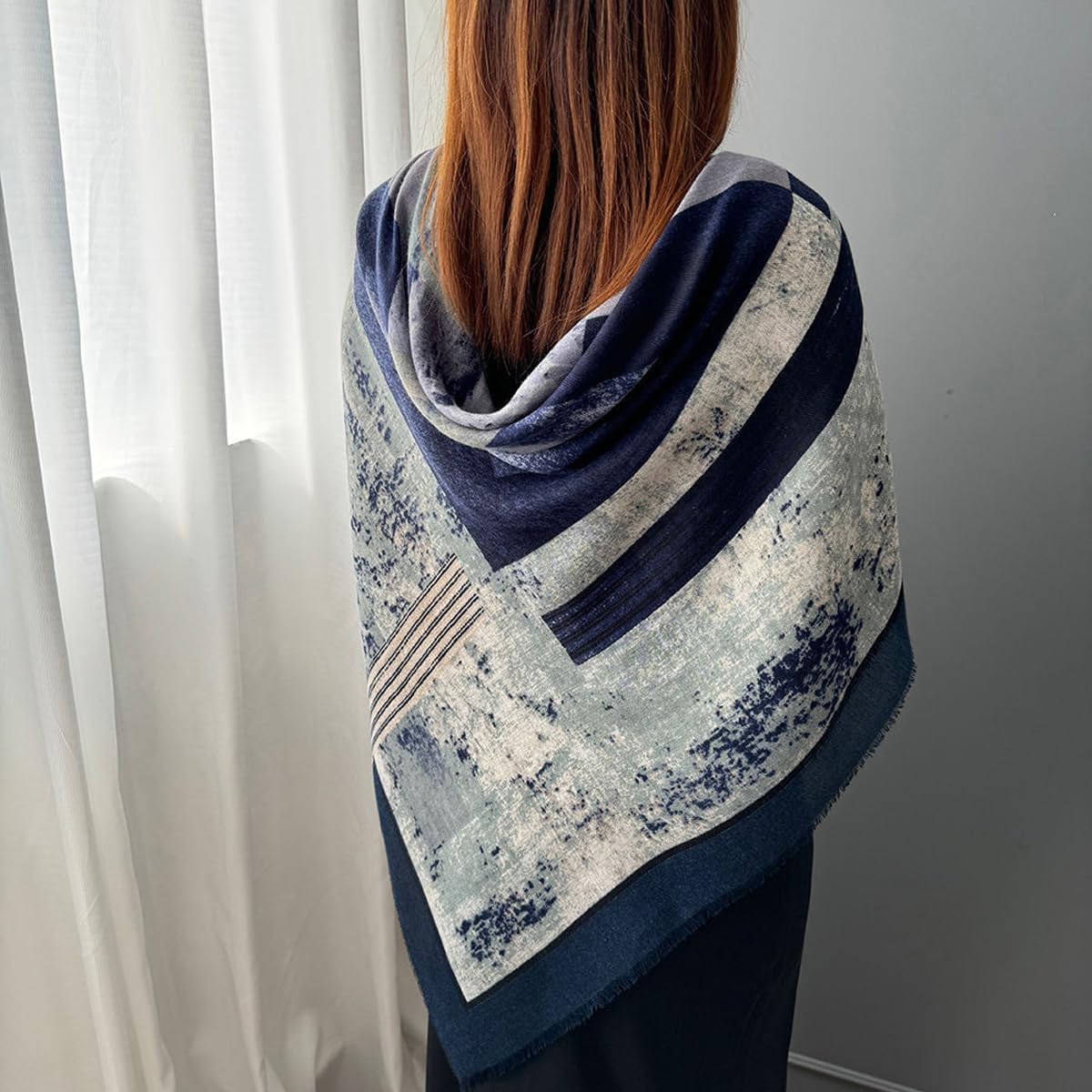 K-Elewon Large Square Scarf 51" Cotton and Linen Hand feel Scarf Fashion Scarves Hair Wrapping Scarfs Neck Scarves for Women - Image 4