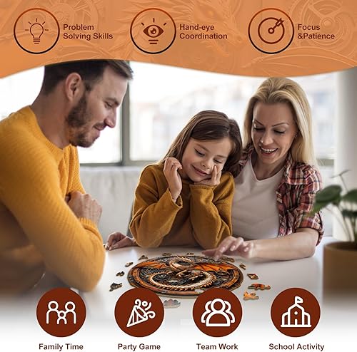 Miniatura 4 de KAAYEE Rompecabezas de madera para adultos, rompecabezas de madera de dragón mecánico con visión 3D, rompecabezas de madera avanzado de forma única,