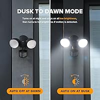 Vista 3 de UME Paquete de 2 Luces LED de Seguridad de 32W 3500 Lúmenes con Sensor de Movimiento para Exteriores, Luz Diurna 5000K, IP65 Impermeable