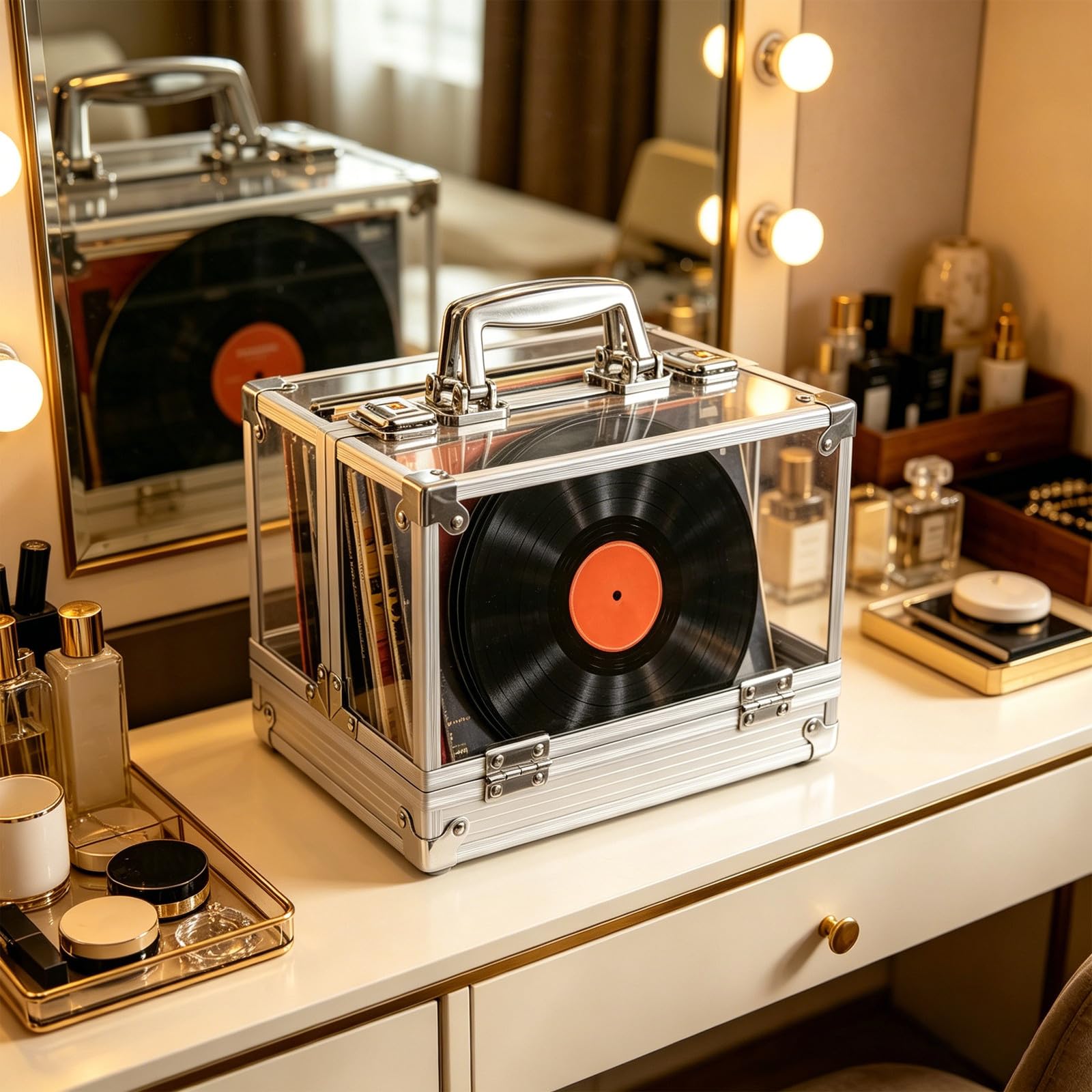 Toyvian Boîte de Rangement Transparente Grande Capacité avec Couvercle pour Organiser Disques et Albums pour Vinyles et CD Maison