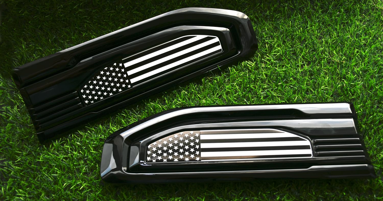 Pair Of Black Line Badge Vent Flag Emblems For 2019-2025 Sierra
