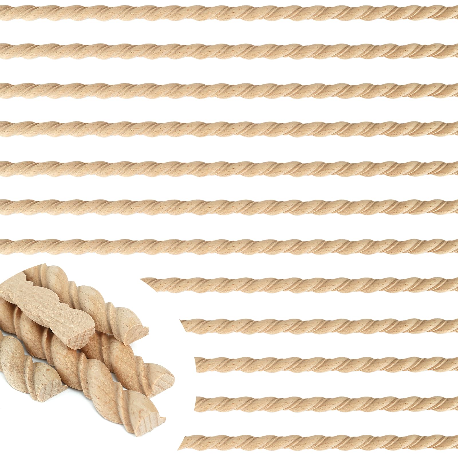 Ebrima 24 Pcs Wood Trim Molding, Unfinished Decorative Trim, 15.75”L x 0..55” W, Edge Wooden Moulding & Trims for DIY Wall Cabinet Shelves Decor Crafts (WD-02)