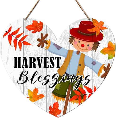 Letrero de pared para puerta de cosecha de otoño, decoración de espantapájaros para el hogar, porche, puerta delantera, granja, sala de estar,