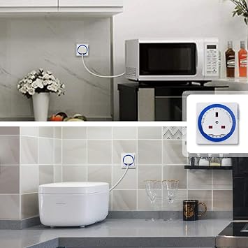 3 Pack 24 Hour Segment Timer Switch,Plug-in Timer Controller -240v 3 Pin Plug Energy Saver Plug Standard Size