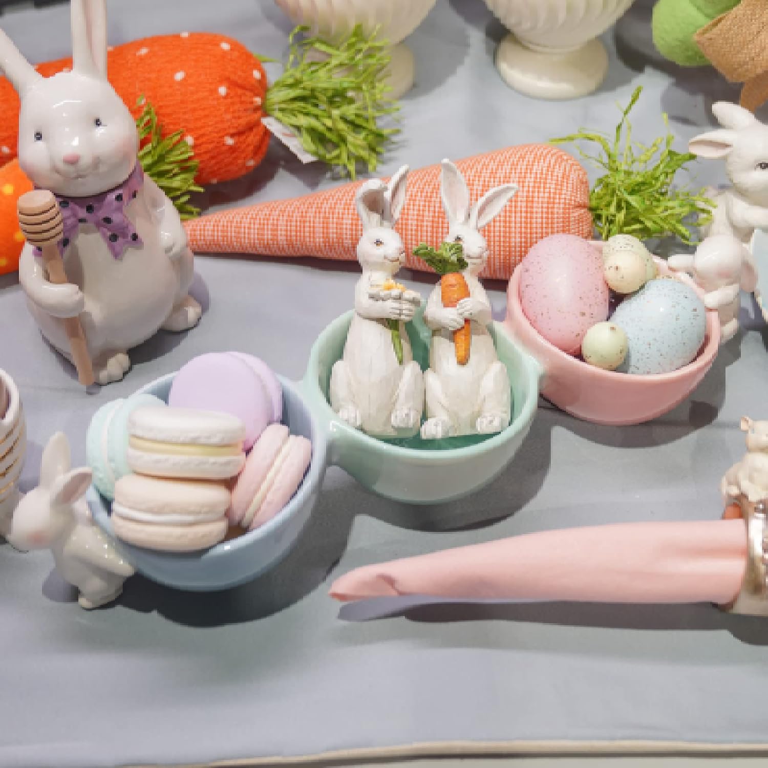 Easter Candy Dish Nut Bowl Ceramic Candy Dish/Nut Dish Three Snack Serving Dish Gifts for Snacks and Cookies 14.2" L x 3.9" W x 3.3" HNewman House Studio