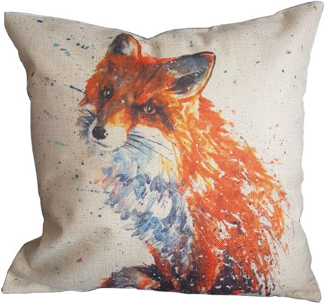 Fox Cushion Covers Paint Splash Effect Shabby Chic
