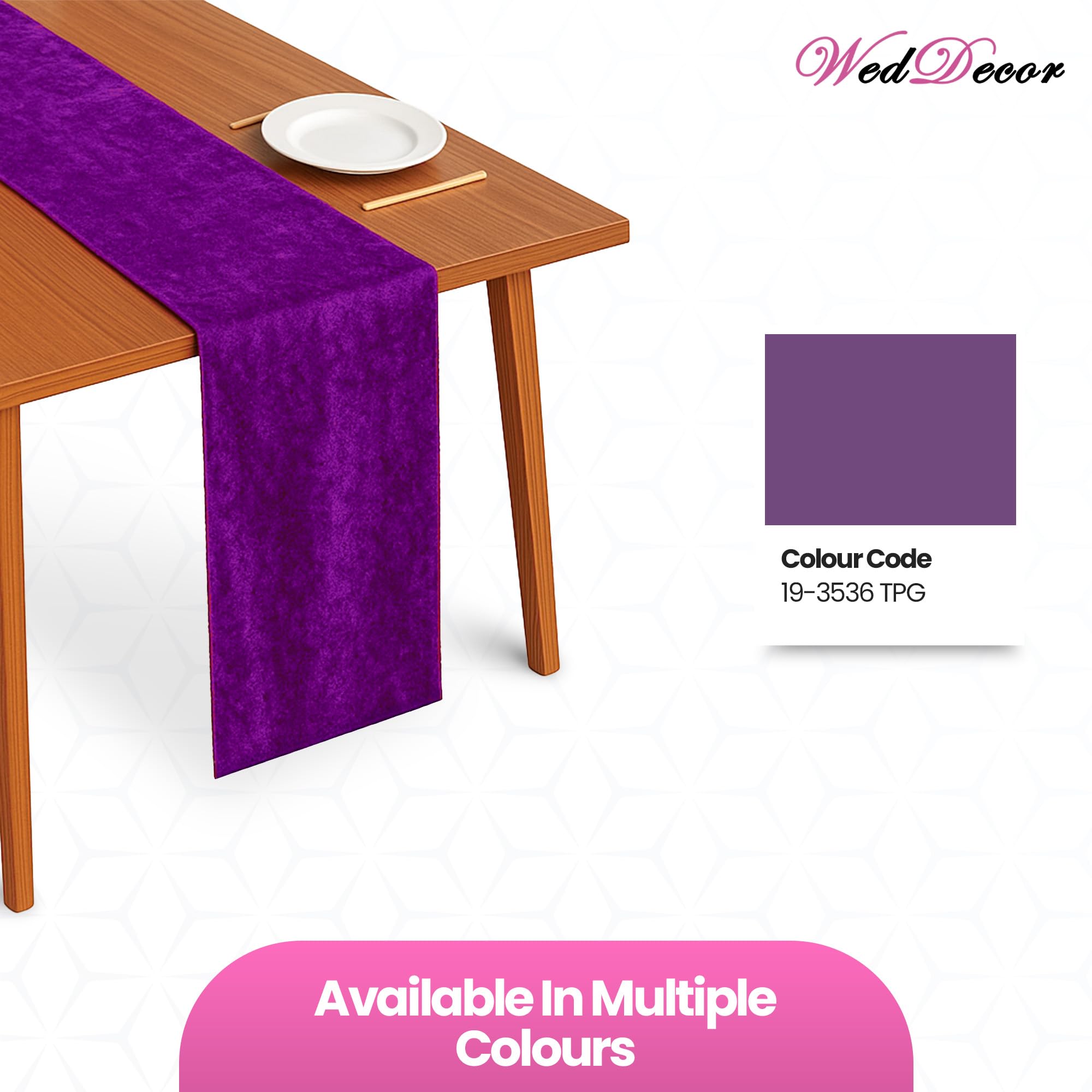 WedDecor Chemin de table en velours écrasé doux lavable pour mariage, cuisine, anniversaire, banquet, Noël et événements spéciaux, dîner, fête - 33 x 274 cm - Violet