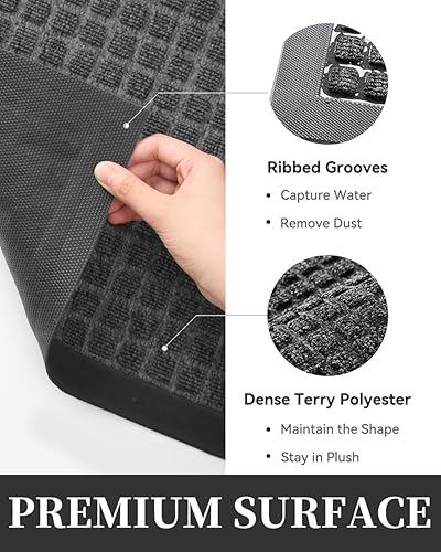 Miniatura 9 de MontVoo - Tapete para puerta delantera, para interiores y exteriores, tapete de bienvenida para puerta exterior, duradero, absorbente,