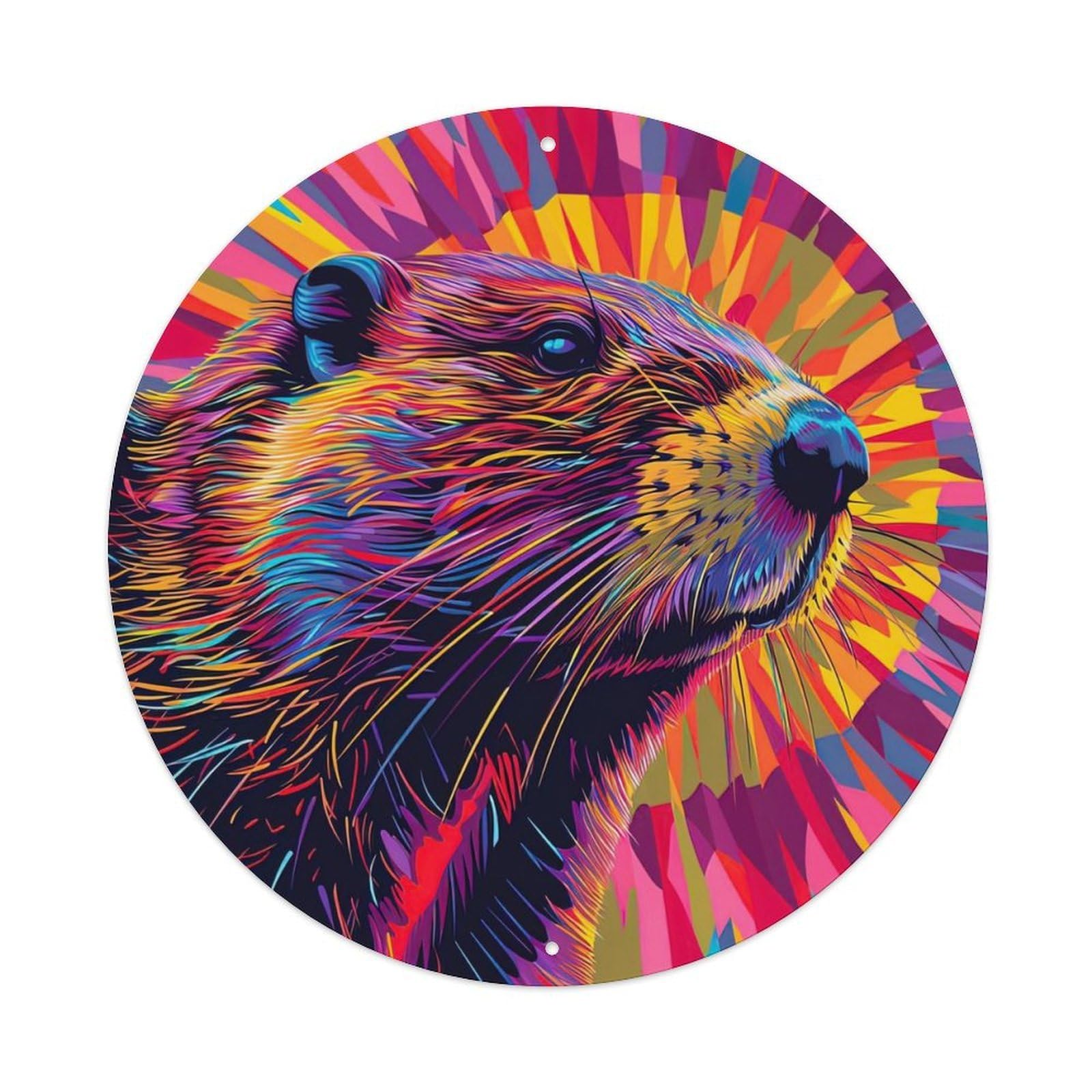 Animal Artwork Looking Away from The Beaver Metal Tin Sign