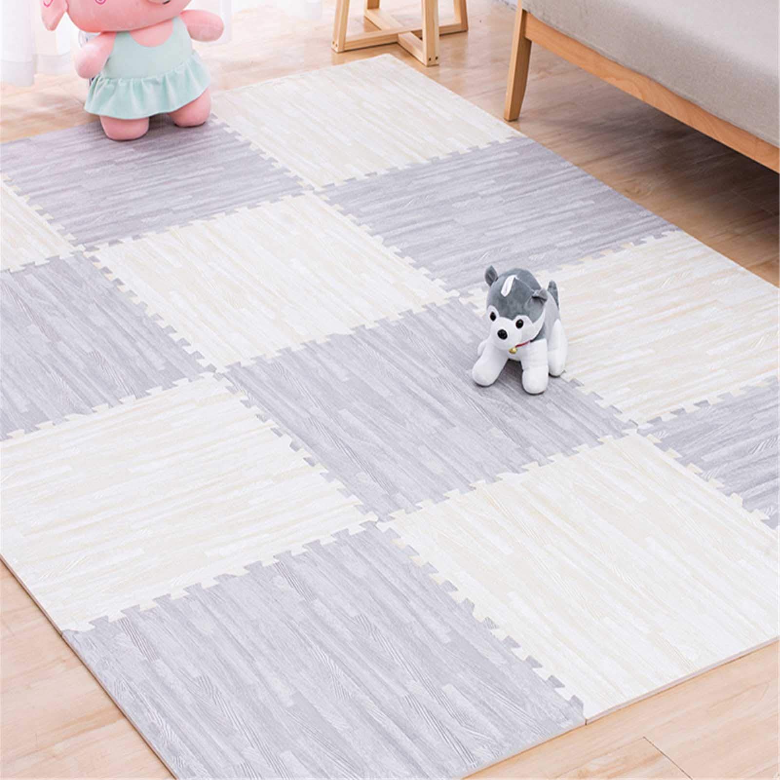 Tappetino Gioco Puzzle per Bambini, Tappetino in Morbida Schiuma per Neonati - Protezione del Pavimento, per Garage Esercizio Yoga Sala Giochi - Splendido Arredamento per La Casa,White+Gray,16
