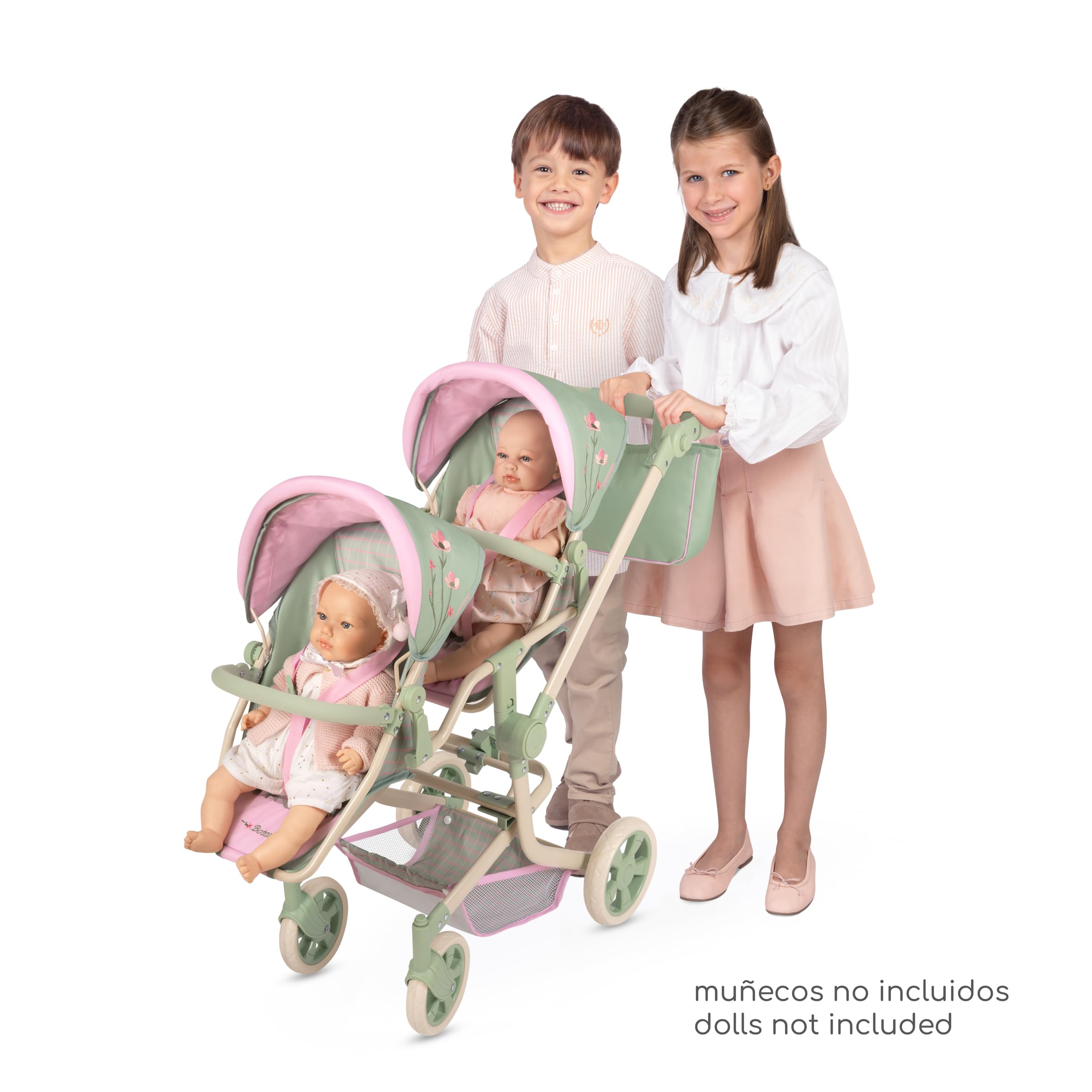Carro de Muñecas Silla Gemelar Multiposición Plegable con Bolso Botanic DeCuevas 90868