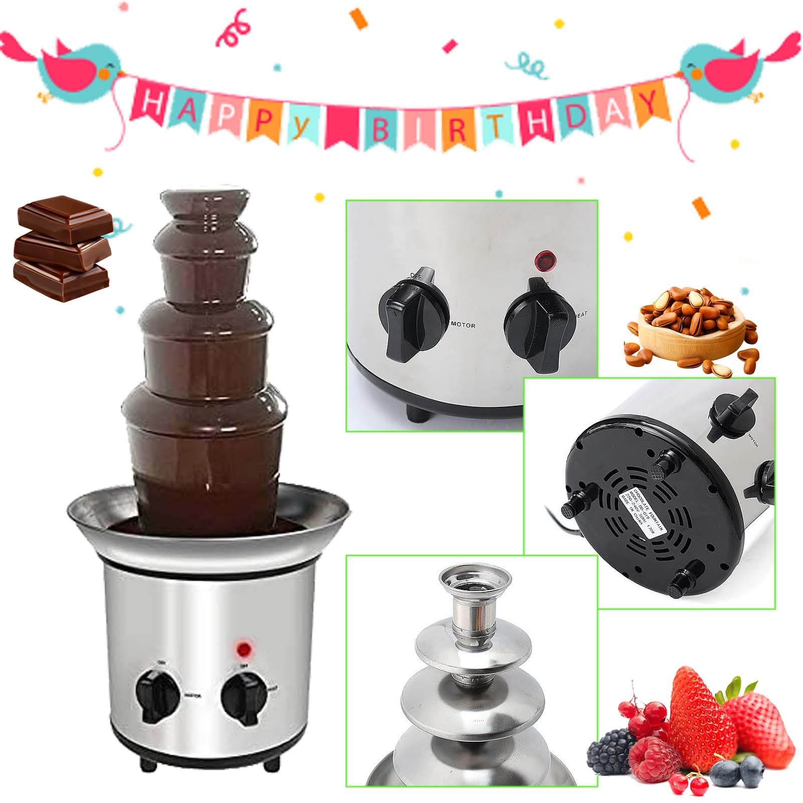 Amazon.co.jp: チョコレートフォンデュファウンテン、4段ミニ