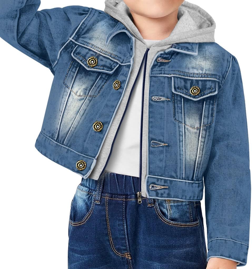 Cartoon Bear Toddler Hooded Denim Jacket - Cute Jean Jacket - Adorable Denim Jacket for Kids