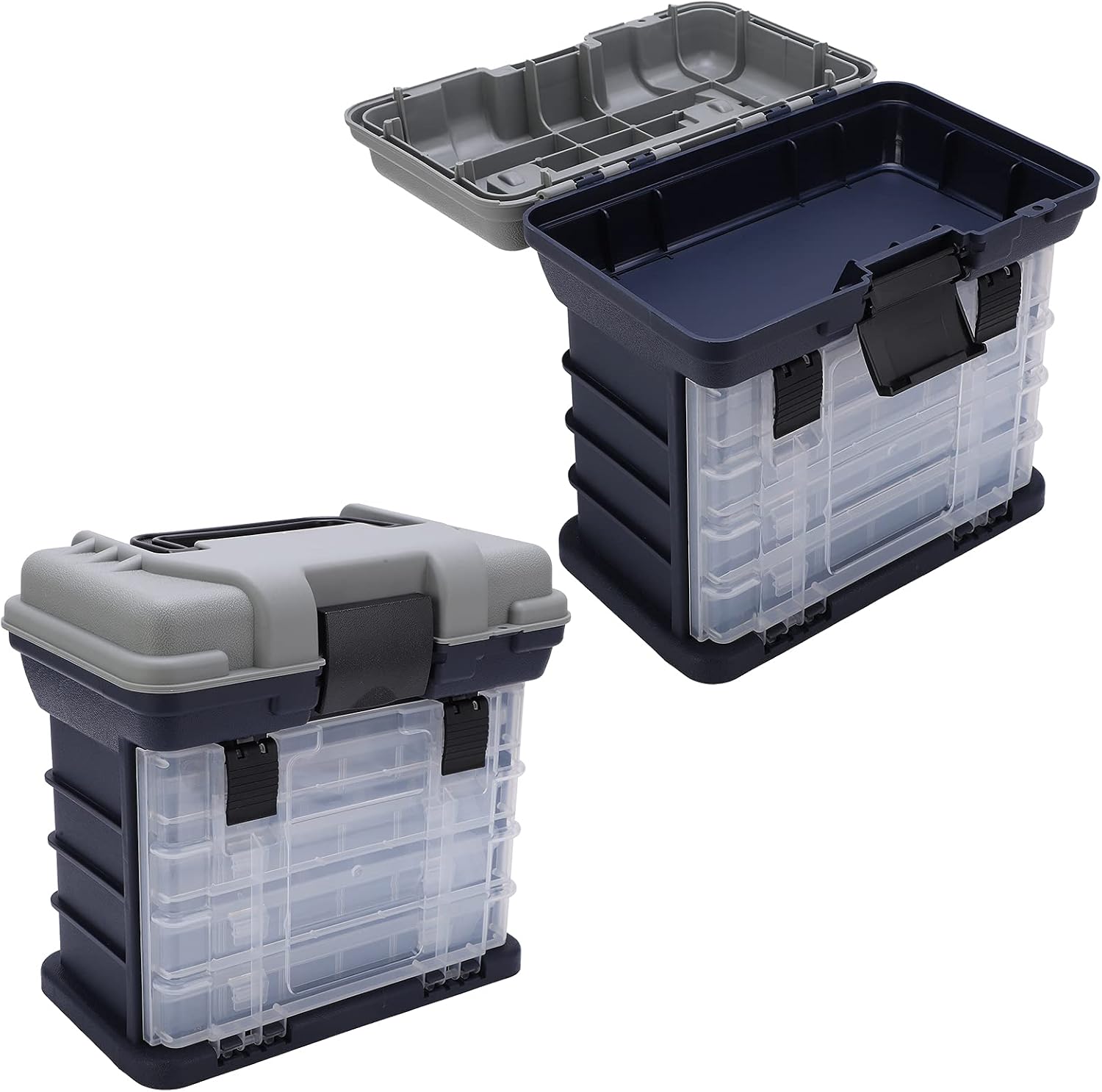 Fishing Tackle Box, Portable Utility 4 Layers Big Plastic Handle Carp Fishing Case Tools Fishing Tackle Storage Box Lures Holder for Fishing