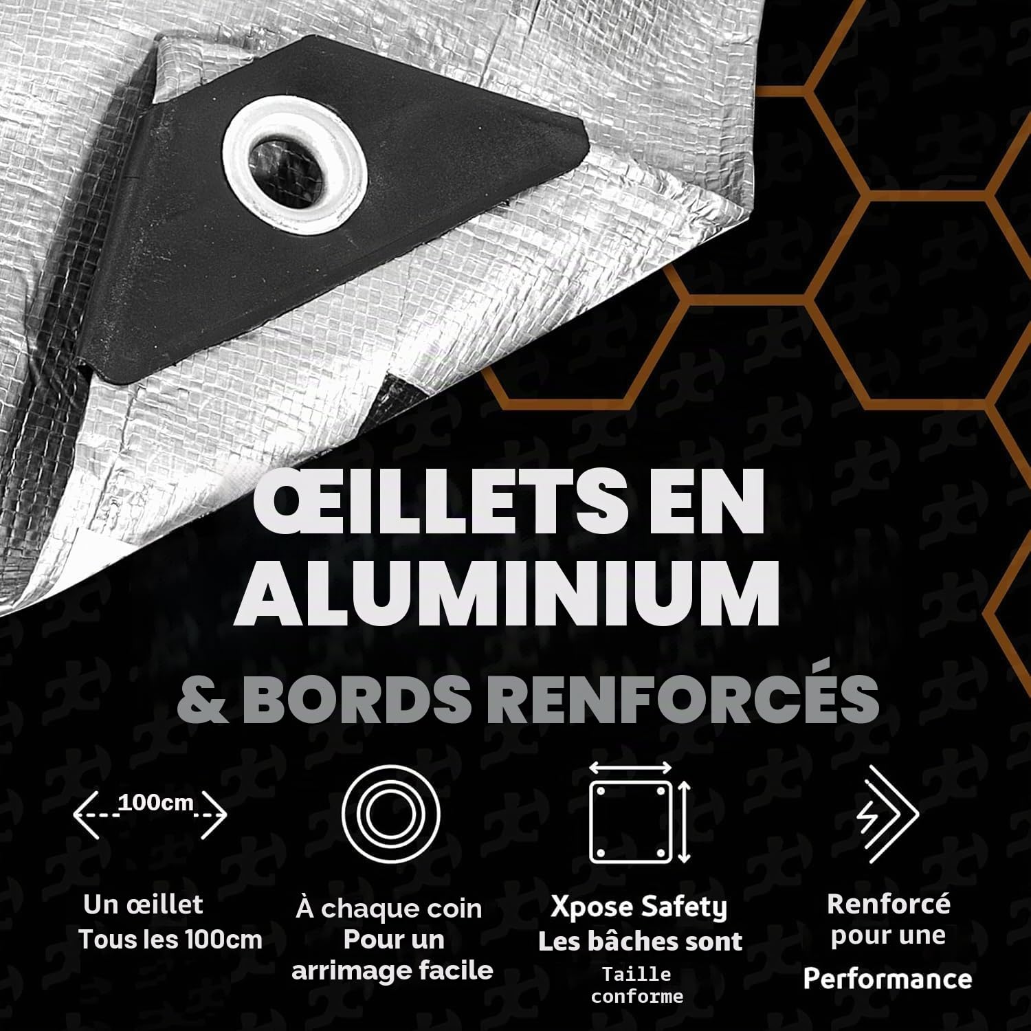Bâche de Protection Exterieur, 500 g/m² 5x4m Imperméable Bâche Industrielle avec Œillets, Bâche Résistante aux Intempéries Ultra Lourde, Réversible, Argent et Bleu