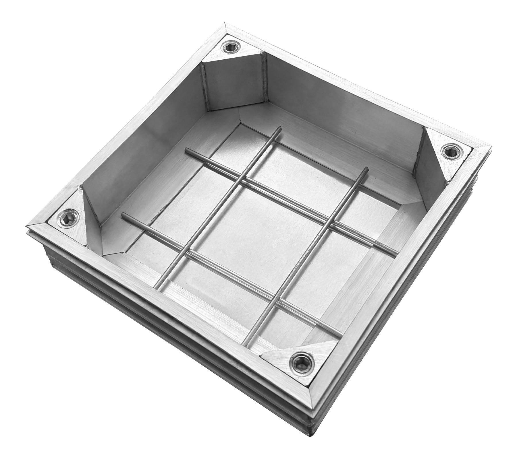 NATOTELA Recessed Manhole Cover and Frame Overall Size 200 x 200 mm Aluminium Alloy Invisible Inspection Chamber Cover Square Embedded Metal Sewage Manhole Lid with Lifting Keys for Garden Walkway