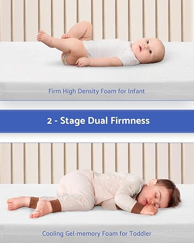 Miniatura 3 de Blissful Diary Colchón para cuna y colchón para niños pequeños, funda impermeable lavable de doble cara, colchones de espuma viscoelástica para