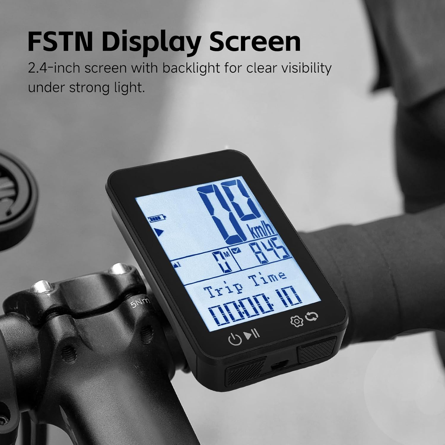 Aomiun BKV310 Bike Computer with FSTN display screen highlighted.
