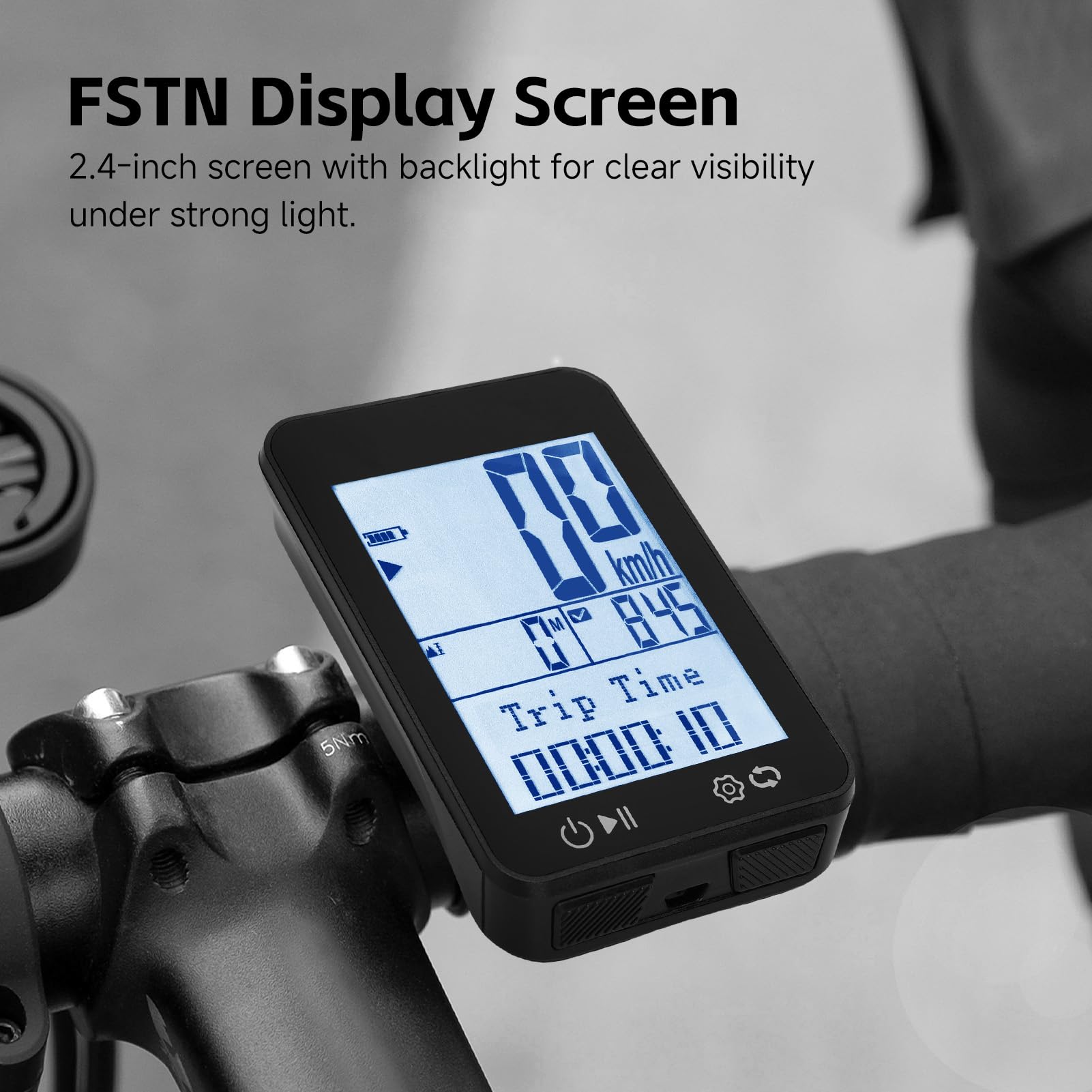 GPS IPX7 Bike Counter, Rain -Watered, 2,4 -pollici Schermo FSTN, Guida Notturna, Distanza, velocità, Altitudine, Tempo, Contachilometri e Contanti della velocità