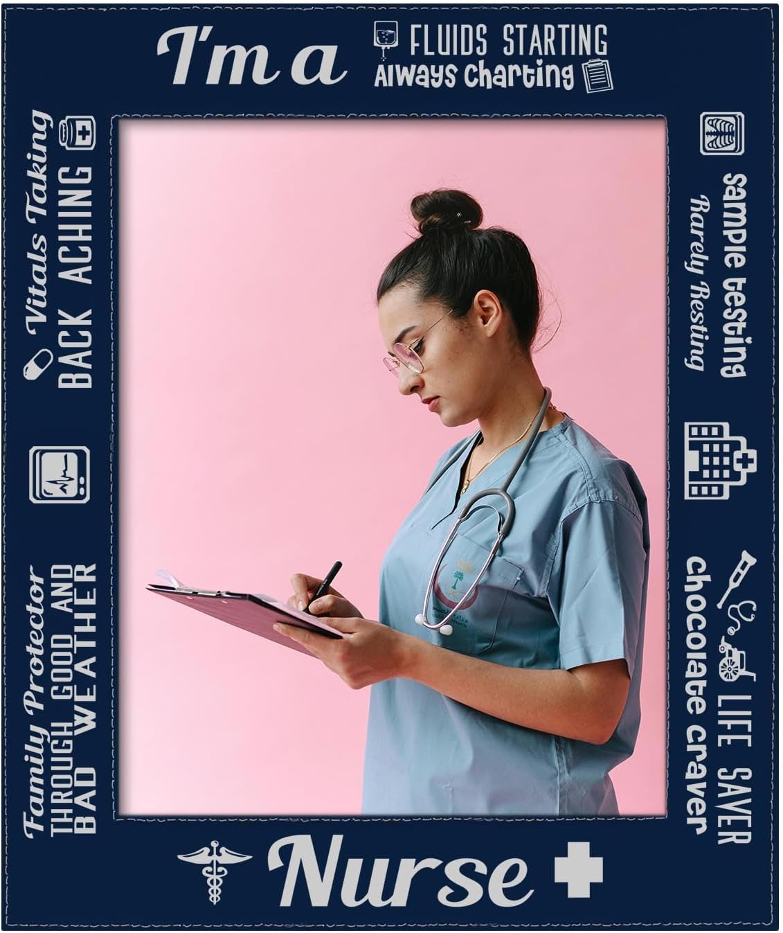 ThisWear Large Photo Frame I Am A Nurse Poem 8x10 Leatherette Photo Frame Black