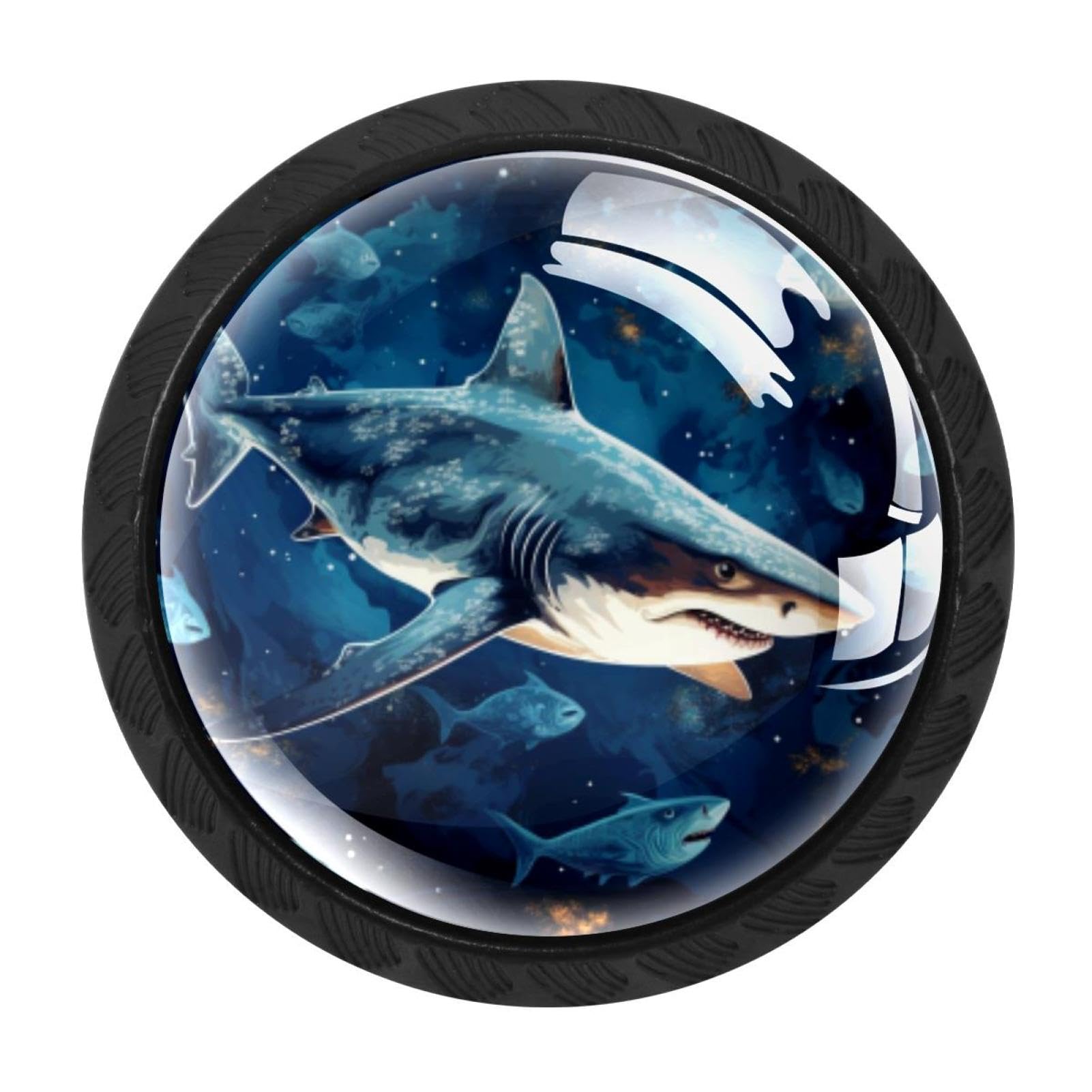 CHENZZZZ Starry Sky Shark Cabinet Knobs 4 Pieces Drawer Kitchen Cabinets Dresser Cupboard Wardrobe Unique Pulls Handles