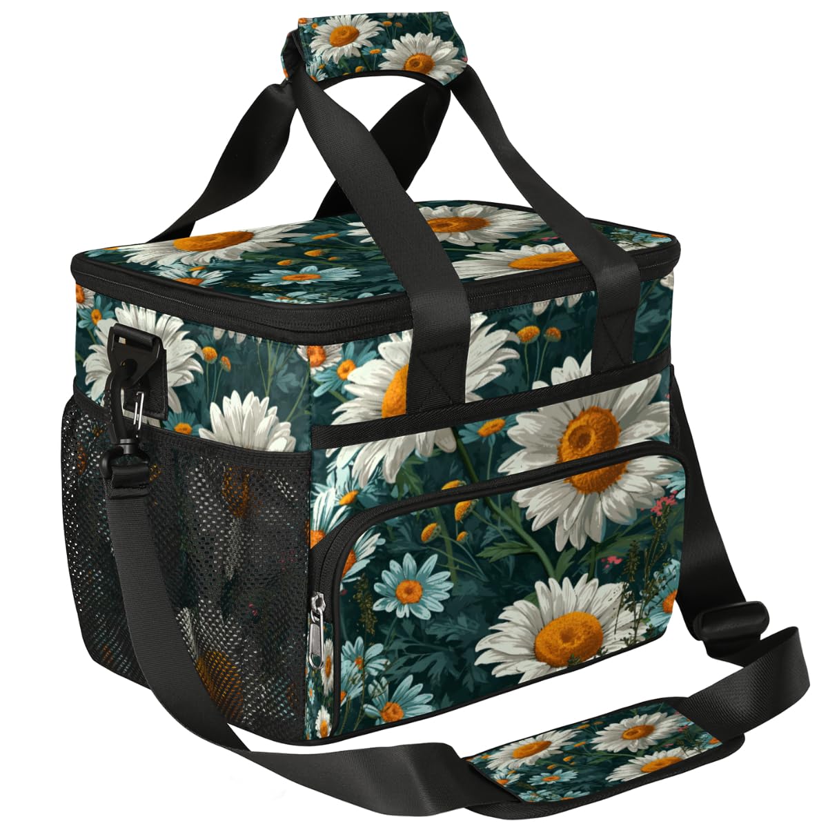 Flower Insulated Picnic Backpack Lunch Box for Women Men Picnic Basket Tote Lunch Bag Picnic Bag Portable Lunch Bags for Picnic, Beach, Work, Trip,Office, Camp Watercolor Daisy