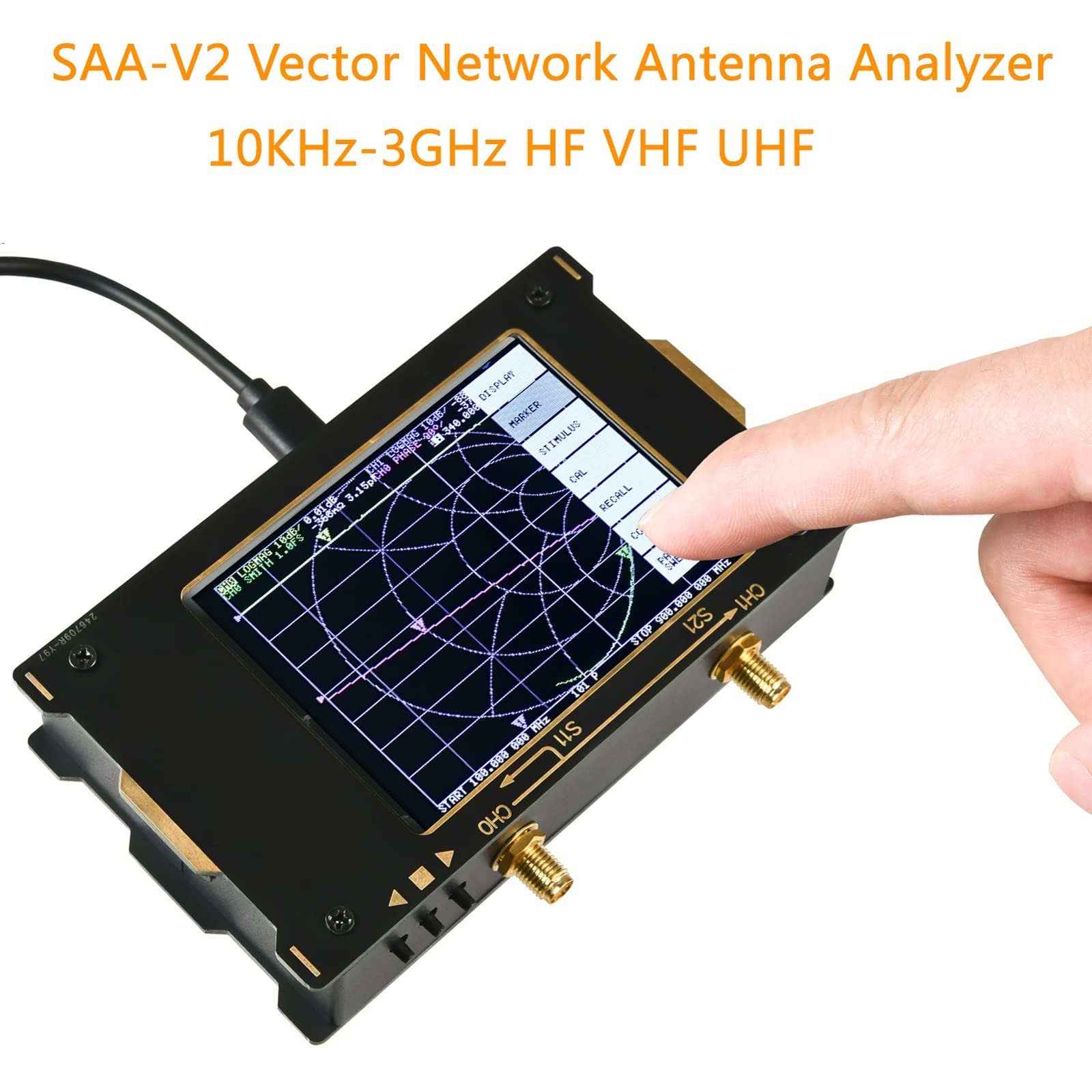 Analizador de Espectro, Analizador de red vectorial, S-A-A-2 V2 Analizador de vectores de 10 kHz ~ 3GHz MF HF VHF UHF Analizador de antenas de 3.2 pulgadas VNA Onda estacionaria(S-A-A-2)