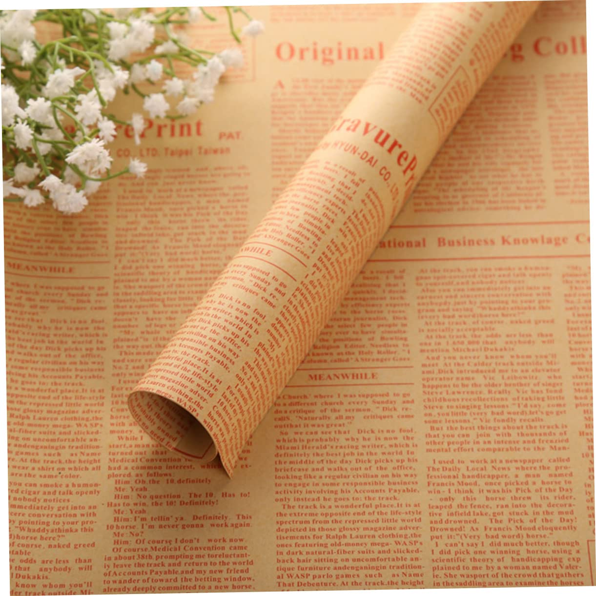 STOBOK 50blätter Kraftpapier Geschenkpapier Vintage Papierverpackungen für Blumensträuße und Andere Anlässe Zeitungspapier Retro Stil Bastelprojekte Zufälliger Stil