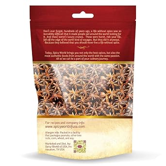 Spicy World Star Anise Whole Pods 3.5Oz Bag -Premium Quality, Vegan, All Natural, Dried, Great for Baking & Tea