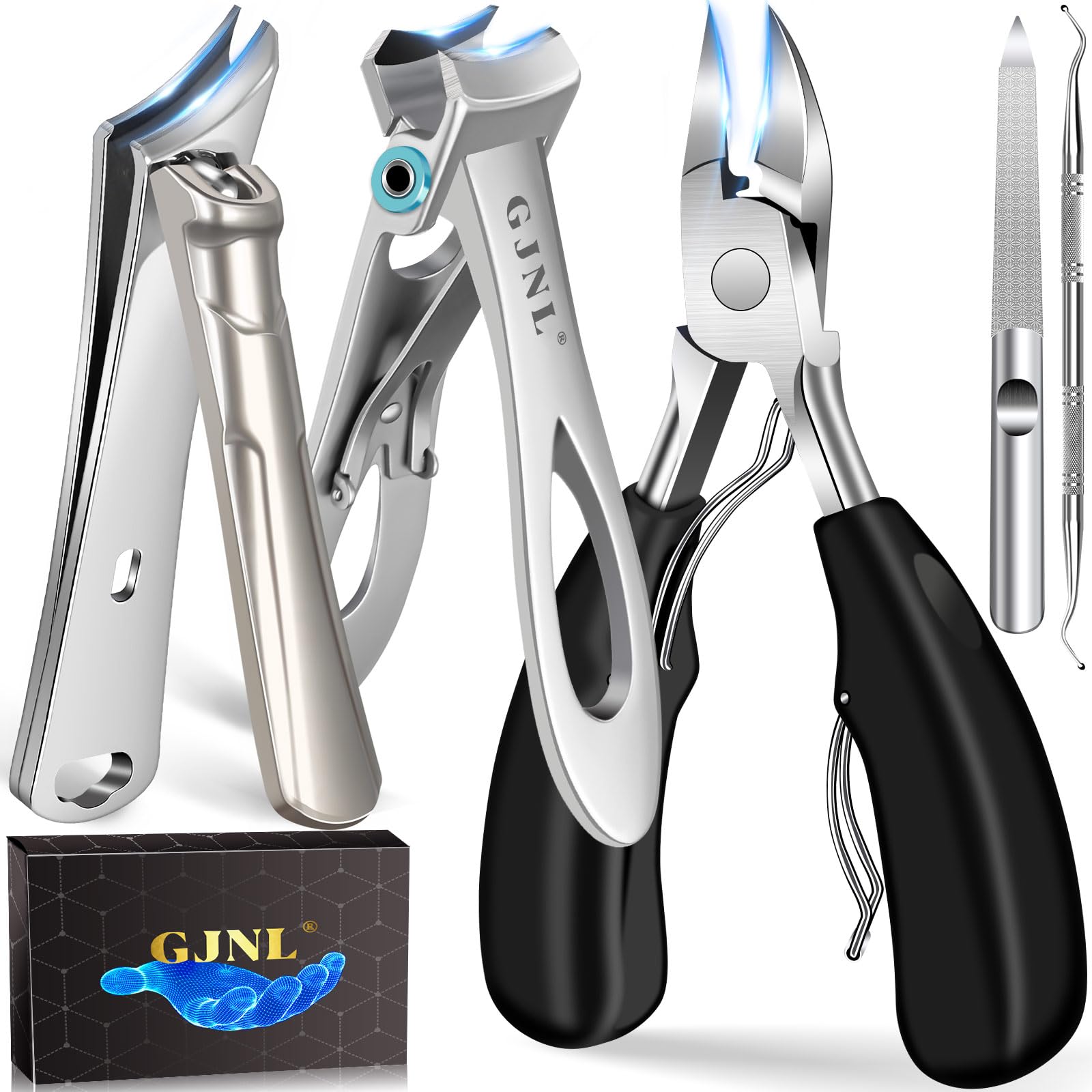 Toenail Clippers for Seniors Thick Toenails, Heavy Duty Large Toe Nail Clippers for Men Thick Nails with Wide Opening, Sharp Ingrown Toenail Clippers Nail Cutter Long Handle with Slanted Curved Blade