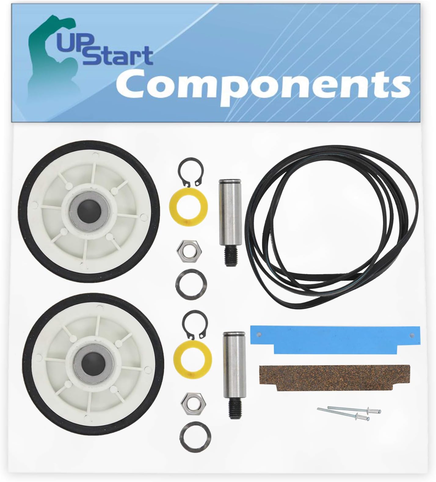 2 12001541 Drum Support Roller Kit & 2 306508 Bearing Kit & 1 312959 Belt Replacement for Maytag LDE4914ACE Dryer - Compatible with 303373 & 306508 & WPY312959