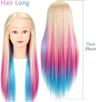 TopDirect Hairdressing Dolls Head for Hair Styling,100% Synthetic, Rainbow