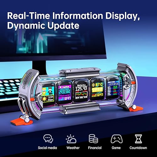 Miniatura 3 de Divoom Times Gate Cyberpunk - Reloj digital con control inteligente de aplicación, conexión WiFi, pantalla LED RGB, tablero personalizado, arte de