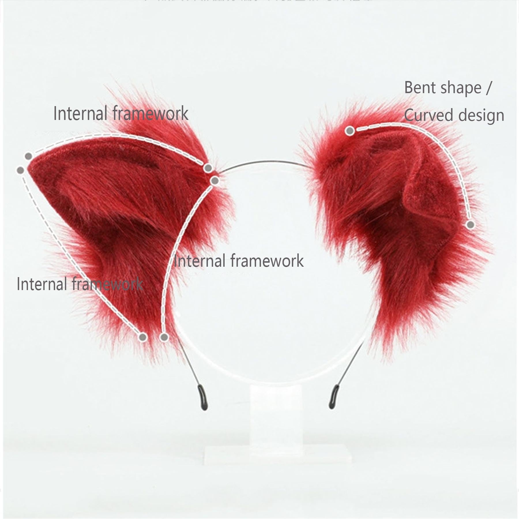 Set cerchietto con orecchie da volpe e coda in peluche, accessori per costume cosplay da animale, orecchie fatte a mano, ideale per Halloween, feste in maschera e cosplay