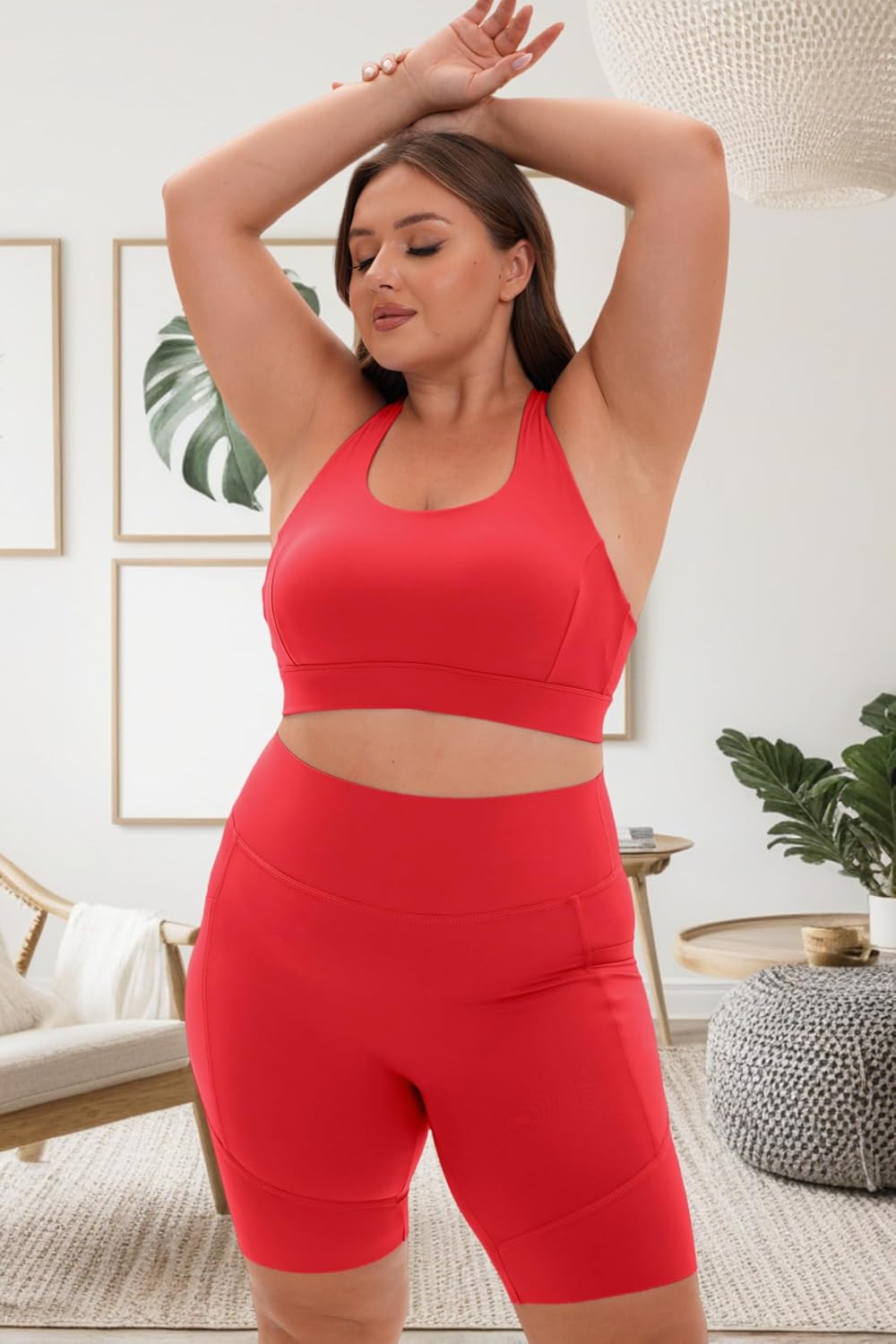 Grace Form Plus Size Sports Bras for Women Full Figure Medium Support Push Up Padded Sport Bra for Large Bust