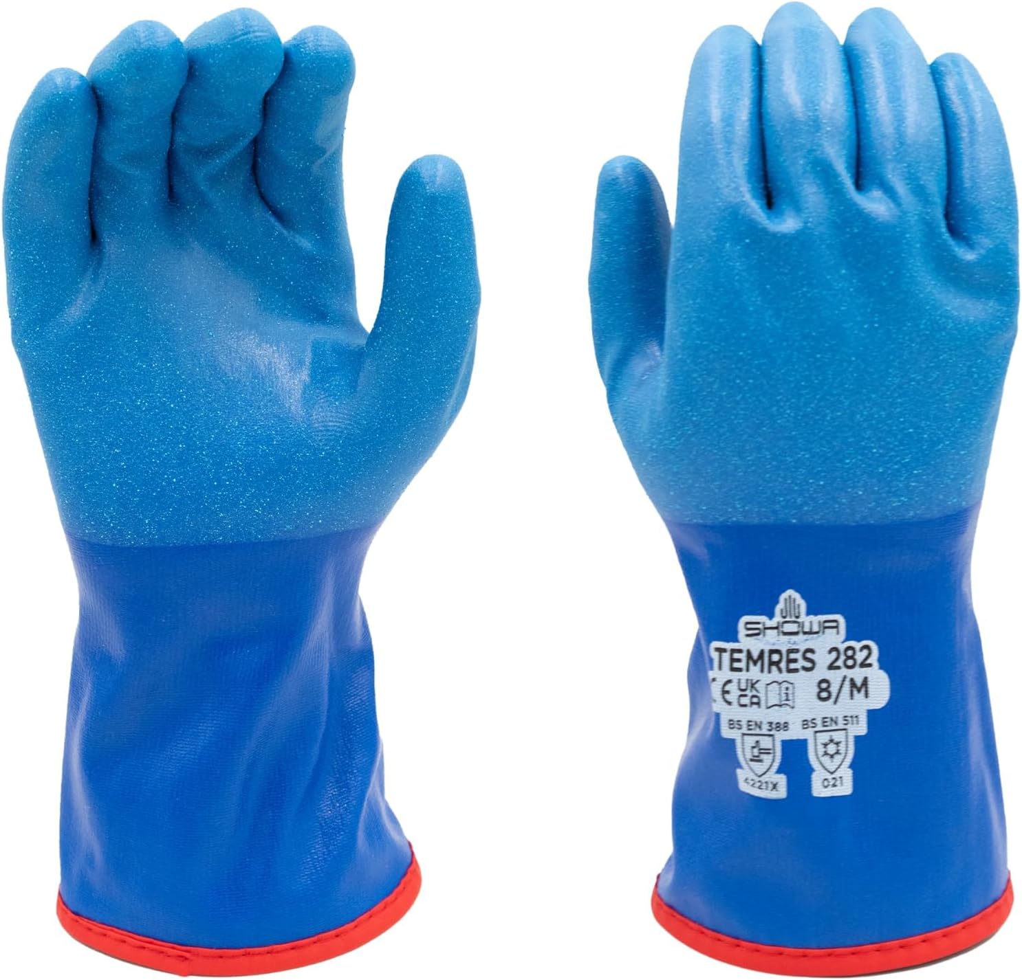 TEMRES 282 Waterproof Insulated Winter Work Gloves, Breathable Polyurethane Coating, Thermal Fleece Liner, High-Grip for Hiking, Cold Storage, Ice Fishing, Outdoor Work, Blue, X-Large, 1 pair